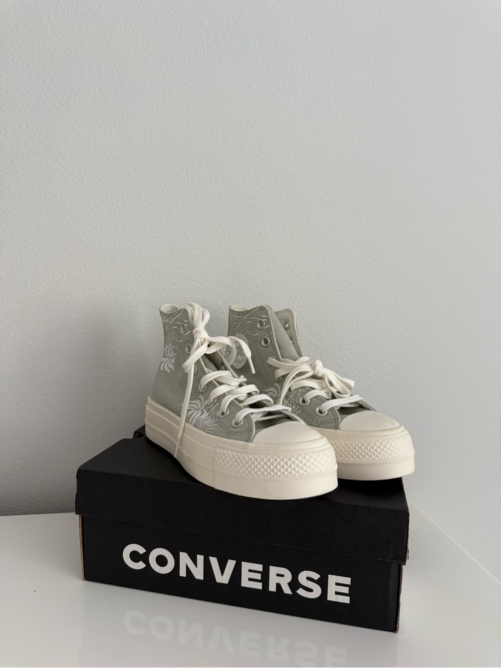 Converse High Top Sneakers in Sage Green and White